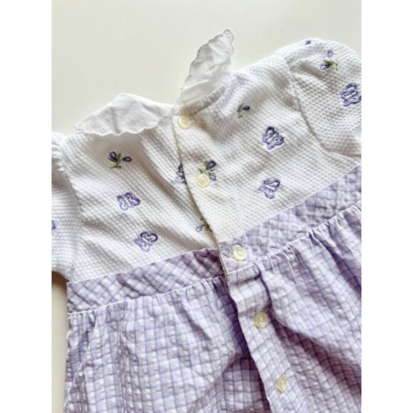 Vintage Girl's JUST CHUCKLES Purple Embroidered Butterfly One Piece, Size 24M - Picture 7 of 14